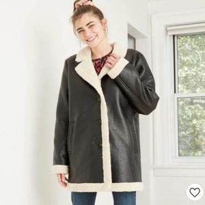 Wild Fable Faux Leather Pea Coat Blogger Favorite!
